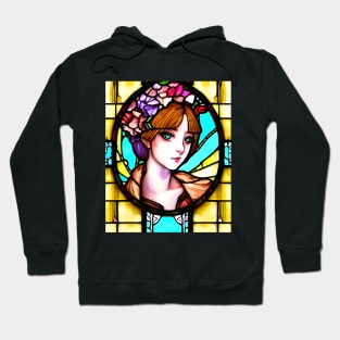 Beautiful Lady stained glass church window Hoodie